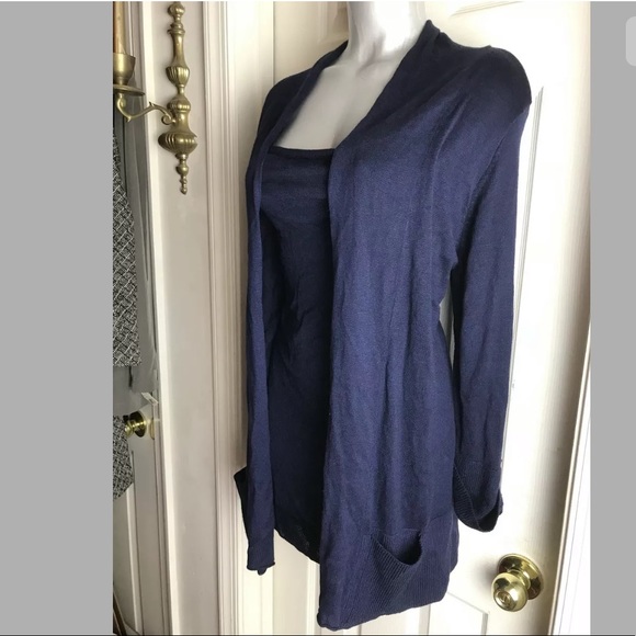 NY COLLECTION 3/4 Tab Slv Blue Cardigan SweaterXL - Picture 1 of 8